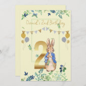 Invitation Personnaliser 2e anniversaire Pierre le lapin (Devant / Derrière)