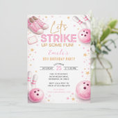 Invitation Personnaliser Anniversaire Bowling Rose (Debout devant)