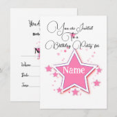 Invitation Personnaliser Avec Un Nom STAR Anniversaire (Devant / Derrière)