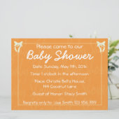 Invitation Personnaliser Baby shower orange (Debout devant)