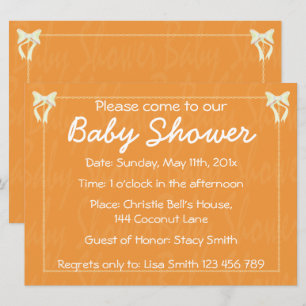 Invitation Personnaliser Baby shower orange