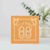 Invitation Personnaliser baby shower unisex Orange (Debout devant)