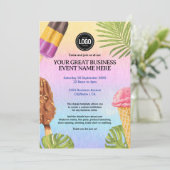 Invitation Personnaliser Business Logo aquarelle crème glacée (Debout devant)