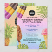 Invitation Personnaliser Business Logo aquarelle crème glacée (Devant / Derrière)