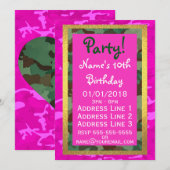 Invitation Personnaliser - Camo rose (Devant / Derrière)