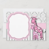Invitation personnaliser de girafe rose pour bébé (Dos)