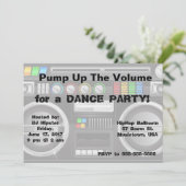 Invitation personnaliser de la fête de la boombox rétro (Debout devant)