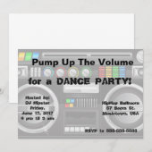 Invitation personnaliser de la fête de la boombox rétro (Devant / Derrière)