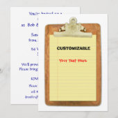 Invitation Personnaliser de panneau et de papier d'agrafe (Devant / Derrière)