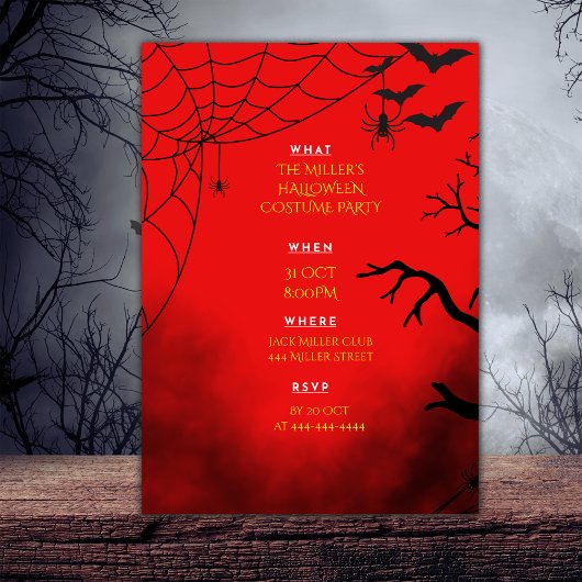 Invitation Personnaliser d'Halloween simple Red Party