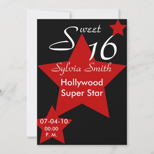 Invitation Personnaliser d'invitation de Hollywood Super Star (Devant)