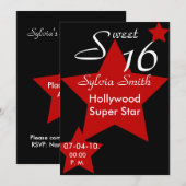 Invitation Personnaliser d'invitation de Hollywood Super Star (Devant / Derrière)