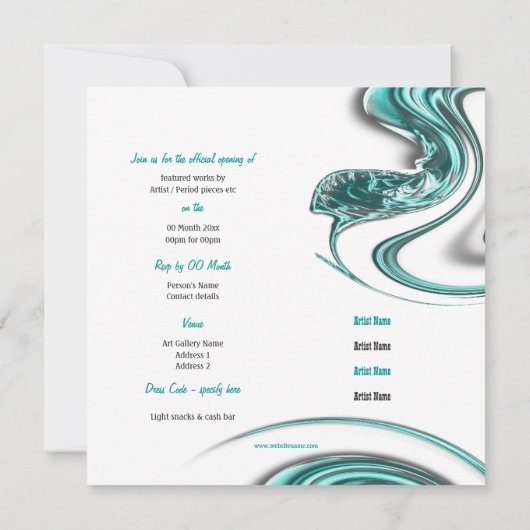 Invitation PERSONNALISER d'ouverture de la bijouterie d'art-s (Dos)