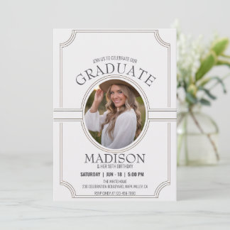 Invitation Personnaliser Elégant Minimaliste Anniversaire Gra