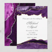Invitation Personnaliser Élégante d'agate violet (Devant / Derrière)