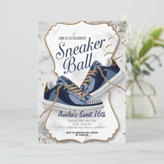 Invitation Personnaliser Élégante fête de bal Basket d'annive (Debout devant)