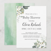 Invitation Personnaliser Élégante verdure Baby shower moderne (Devant / Derrière)