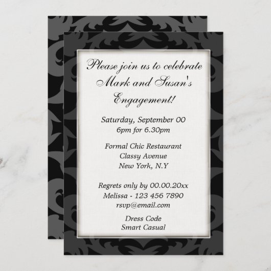 Invitation PERSONNALISER EN BLANC noir (Devant / Derrière)