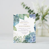 Invitation Personnaliser Fête des mariées Blue Hydrangea (Debout devant)