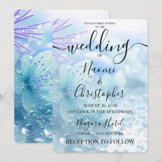 Invitation PERSONNALISER : Fleurs de Mariage Gouttes de Pluie