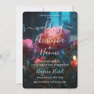 Invitation PERSONNALISER : Fleurs roses de la forêt enchantée
