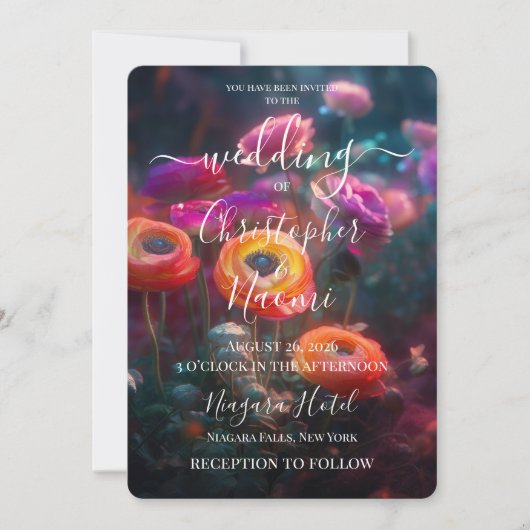 Invitation PERSONNALISER : Fleurs Vibrantes (Devant)