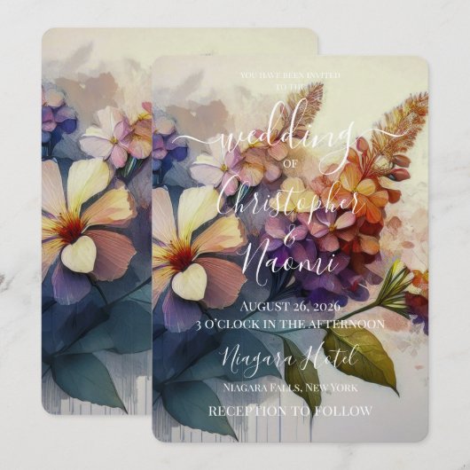 Invitation PERSONNALISER : Fleurs Vintage (Devant / Derrière)
