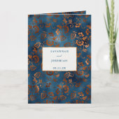 Invitation Personnaliser florale Bleu Chic Cuivre Mariage Bif (Devant)