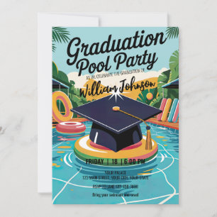 Invitation Personnaliser Funny Animé Pool Graduation Party