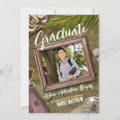 Invitation Personnaliser Green Adventurer Thème Graduation (Devant)