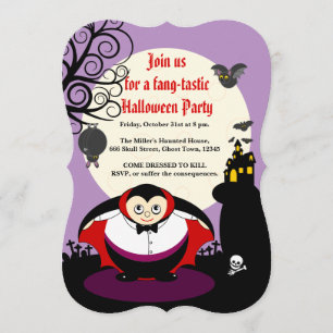 Invitation Personnaliser, Halloween éffrayant mignon vampire 