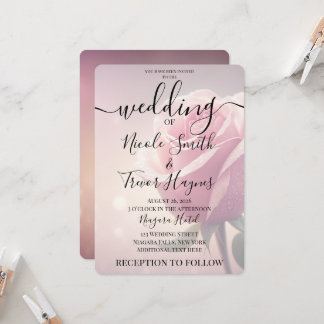 Invitation Personnaliser : Jolie rose rose simple mariage