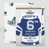 Invitation Personnaliser la fête d'anniversaire de hockey num (Devant / Derrière)