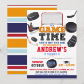 Invitation Personnaliser la fête d'anniversaire de hockey num (Devant / Derrière)