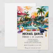 Invitation Personnaliser la fête de graduation de piscine Fun (Devant / Derrière)