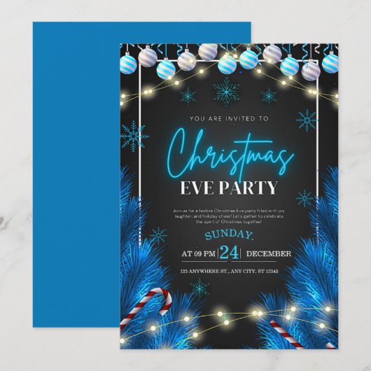 Invitation personnaliser la fête de Noël (Devant / Derrière)