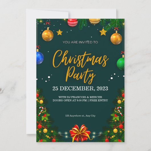 Invitation personnaliser la fête de Noël (Devant)