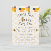 Invitation Personnaliser l'abeille et les fleurs de miel Prem (Debout devant)