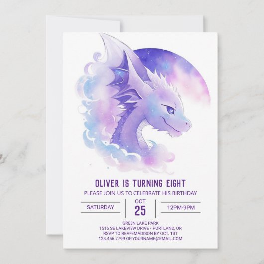 Invitation Personnaliser l'anniversaire du dragon (Devant)