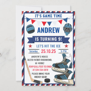 Invitation Personnaliser le hockey sur glace sports d'anniver
