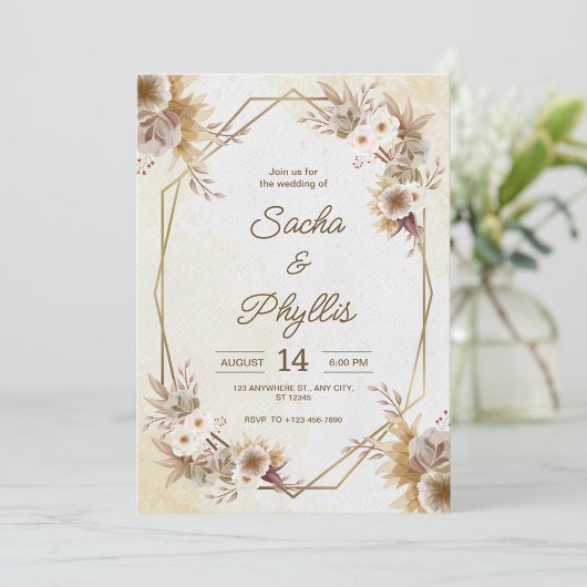 Invitation Personnaliser le mariage des fleurs rustiques brun
