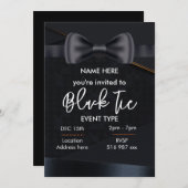 Invitation Personnaliser l'invitation à la cravate noire (Devant / Derrière)