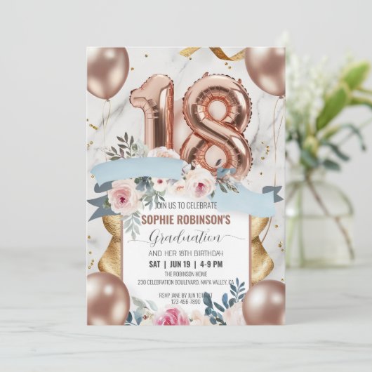 Invitation Personnaliser Luxueux 18e anniversaire Combiner Di (Debout devant)