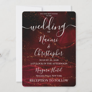 Invitation Personnaliser : Mariage à l'encre alcoolique rouge