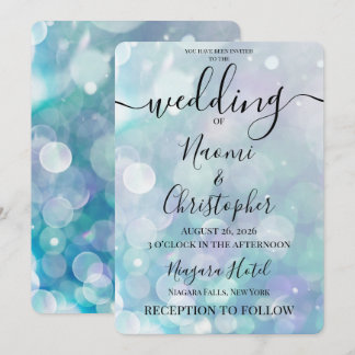 Invitation Personnaliser : Mariage Bokeh Cyan Sarcelle