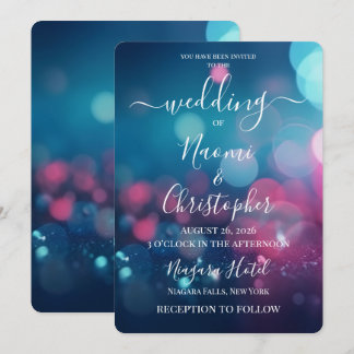 Invitation PERSONNALISER : Mariage Bokeh Sarcelle Rose
