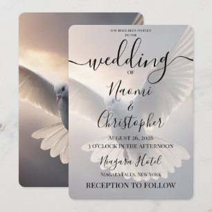 Invitation PERSONNALISER : Mariage de la colombe blanche vola