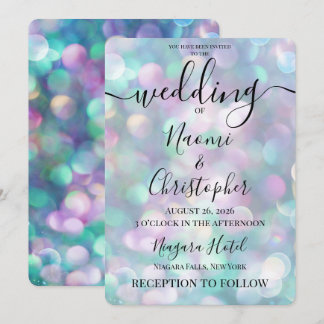 Invitation Personnaliser : Mariage Ethéréal Bokeh Violet Turq
