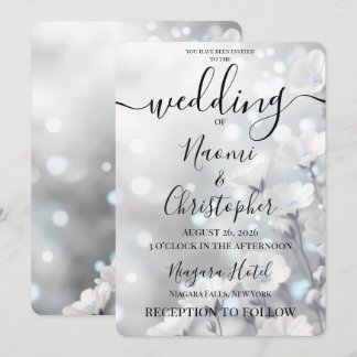 Invitation PERSONNALISER : Mariage Fleurs Blanches Étincelant