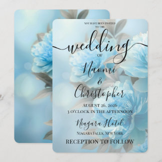 Invitation PERSONNALISER : Mariage Fleurs Bleues